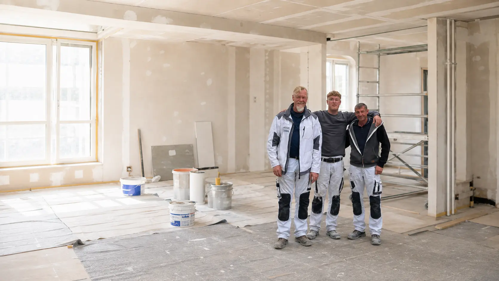 Das Team von Malermeister Maik Draber auf einer Baustelle